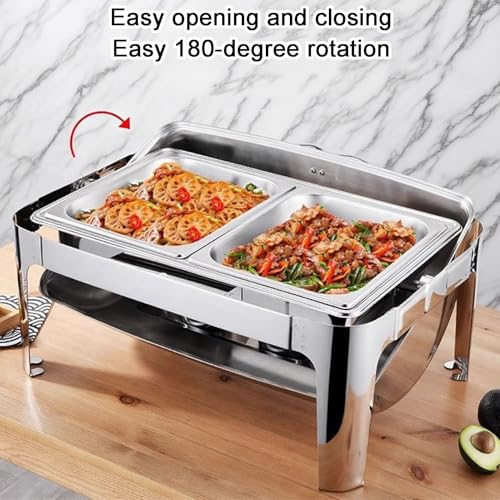 Juego de platos de acero inoxidable, bandeja para servir buffet para bodas, cumpleaños, eventos, recipiente calentador de alimentos para encimera y artículos esenciales para fiestas