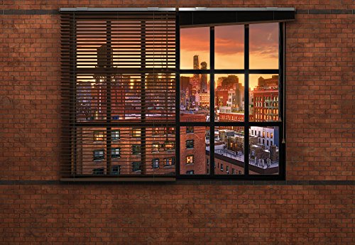 Komar Photo Wallpaper 8 TXS-882 Paper Brooklyn Brick Size: 368 x 254 cm (W x H), 8 Pieces, and Paste, Made in Germany, Bunt