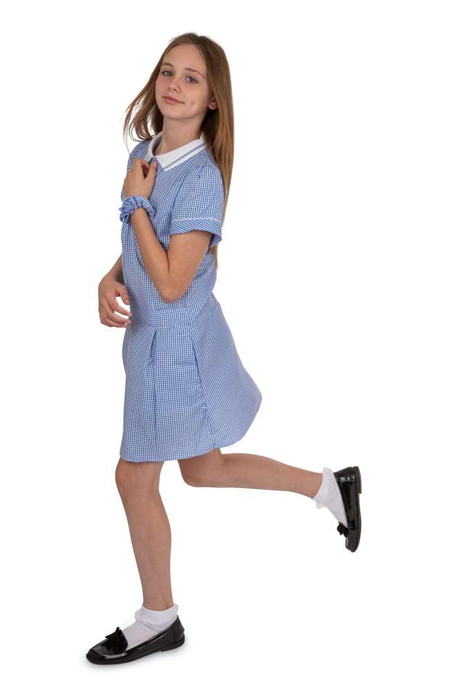 Listers Schoolwear Girl's School Uniform Pleated Gingham Summer Dress + Hair Bobble Age 3 4 5 6 7 8 9 10 11 12 13 14 15 16 17 18 Years — view 6