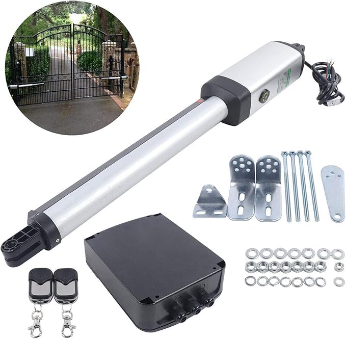 MEHOOSPVN Flügeltorantrieb Torantrieb Einzelflügeltorantrieb Schwerlast Automatischer Drehtorantrieb Toröffner Set max. Torlänge 5,5m oder Torgewicht 300kg mit 2 Fernbedienung Arm Swing Gate Opener