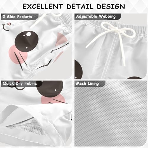 Kitten Face White Swim Trunks for 2-7 Years Swim Beach Shorts Kids Swimwear Board Shorts Bathing Suit Beach Vacation3