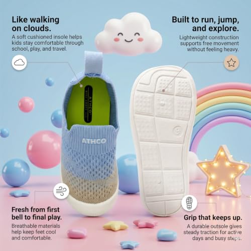 Image of ATHCO Unisex-Child Skippy Unisex Lightwieight Sneakers for Kids | Stylish Casual wear Shoes for Boys and Girls | Sports Shoes for Boys and Girls