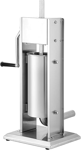 Miniatura 4 de VEVOR Manual de capacidad de 11 libras5 litros, relleno vertical de acero inoxidable 304 de dos velocidades, máquina de llenado de salchichas con 4