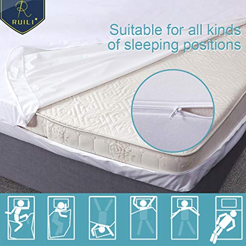 Ruili Queen Size Waterproof Zippered Mattress Encasement, Premium Breathable Vinyl Free Mattress Protector