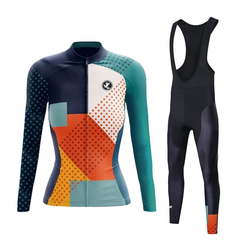 UGLY FROG ZRTaoNu01 Donna Invernale Completo Abbigliamento Ciclismo Bici Pile Maglia Tuta Bicicletta +Bib Pantaloni Imbottiti Gel Pad Traspirante Sportivo