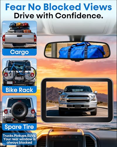 Image of HD 1080P Backup Camera: 15-Min Easy Install 7 inch Large Screen Color Night Vision See Clearly at Night Up to 10 Meters - Reverse Camera for Trucks Cars Pickup SUVs Rear View Safety & Parking Assist