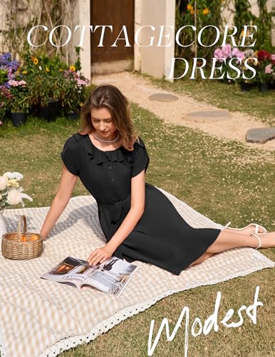 Image of Wedtrend Women's Vintage Dresses with Pocket Midi Retro Cocktail Dress Tea Party Church 1950s Dresses for Women
