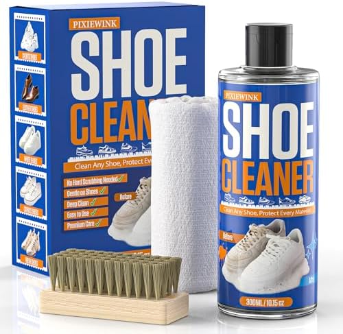 Shoe Cleaner – 10.15 fl oz Shoe Cleaning Kit with Brush & Towel, Sneaker Cleaner Solution for White Shoes, Leather, Canvas, Mesh & Boots – Removes Dirt & Stains