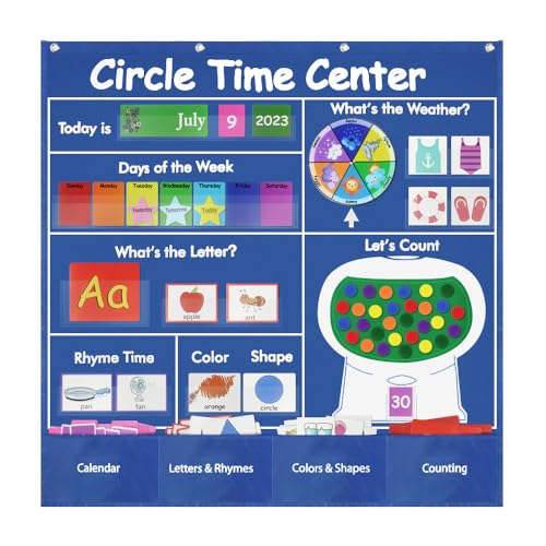Circle Time Center Classroom Pocket Charts Teaching Pocket Chart Calendar Learning Shape Color Weather Classroom Pocket Chart-Number Pocket Chart Wording Rhyme Pictures Pocket Chart