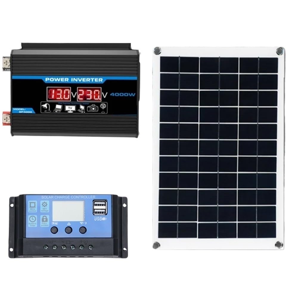 Inversor solar de 6000 W/4000 W, 12 V, system de generación de energía con panel solar de 110 V/220 V y controlador de carga.(Black 110V 4000W)