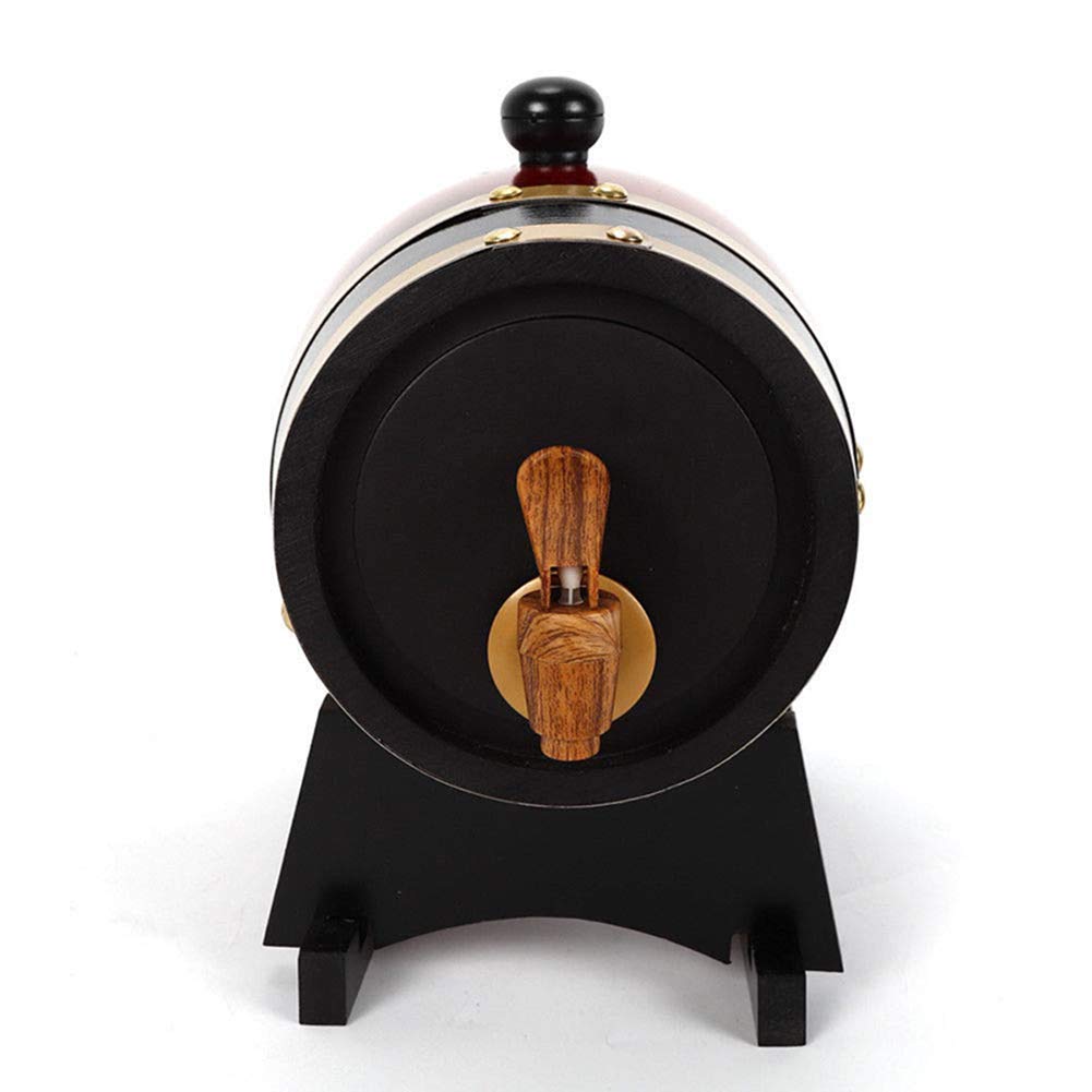 Distributeur de tonneaux de vin en Bois 15L, Seau de Stockage de barils de vieillissement en chêne Vintage avec Support en Bois et Robinet pour Affichage et Stockage de spiritueux,