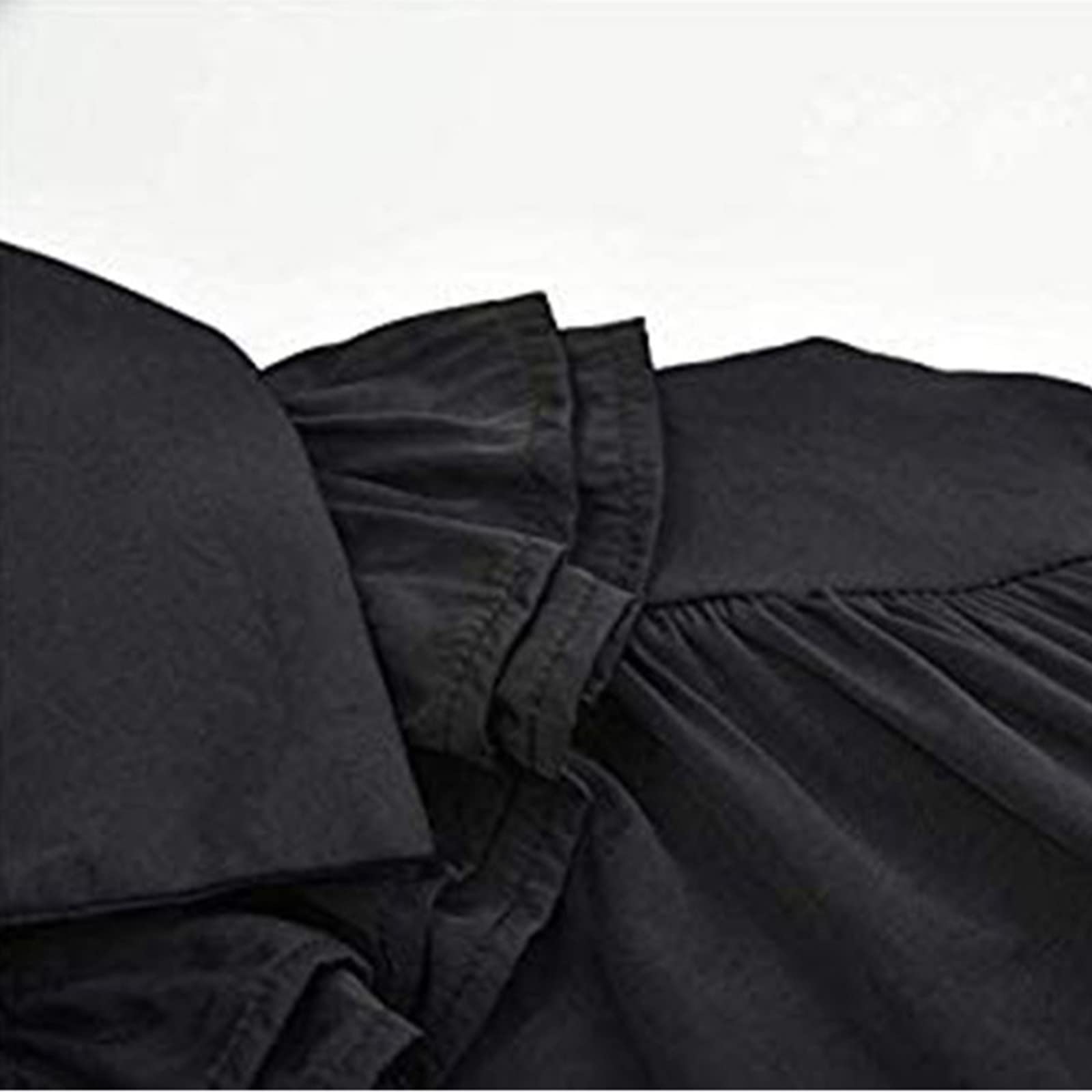 Generisch Camicetta tradizionale da donna, in pizzo, trasparente, tinta unita, casual, elegante, a maniche lunghe, stile gotico, con volant