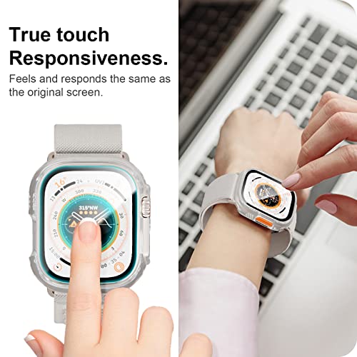 Image of 2 Pack Case with Tempered Glass Screen Protector for Apple Watch Ultra 49mm,JZK Slim Guard Bumper Full Coverage Hard PC Protective Cover Thin Case for iWatch Ultra 49mm Accessories,Clear
