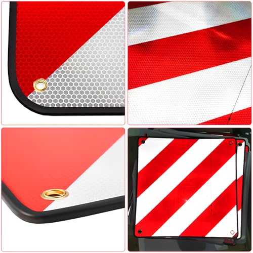 NAVESO 2in1 Warntafel Italien und Spanien, 50 x 50 cm warntafel fahrradträger aus Aluminium mit 4 Spannseile, warnschild italien fahrradträger für Wohnmobil, Fahrradträger, Wohnwagen, Heckträger
