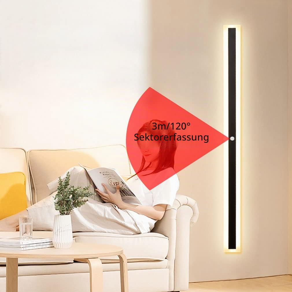 VOMI Langlich Aussen/Innen Wandleuchte mit Bewegungsmelder LED 150cm Warmweiß Moderne Flach Wandlampe Lang Schmal Up Down Wasserdicht IP65 Metall Wandbeleuchtung Flur Treppe Gärten 3000K