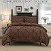 Elegant Comfort 3 Piece Pinch-Pleated Button Closure, Wrinkle-Resistant Ultra-Soft Microfiber Duvet Cover Set, Luxurious Pintuck Décor, King/California King, Terrazzo Brown