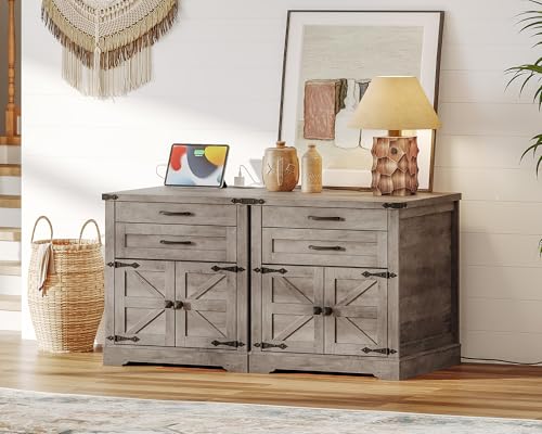 RALGEND 24'' Farmhouse End Table with Charging Station for Living Room - image 6