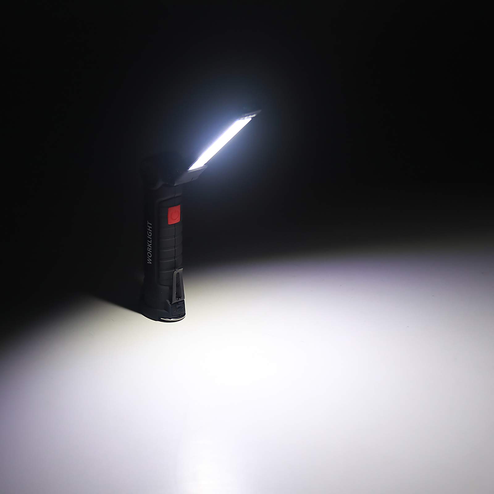 Wovatech Torcia da lavoro ricaricabile USB - Mini torcia portatile pieghevole a LED Torcia a COB super luminosa - Torcia da campeggio impermeabile con base magnetica e gancio