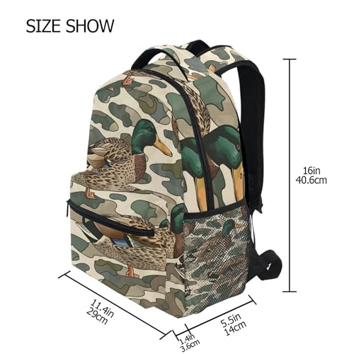 Duck Camo Camouflage Backpack Laptop Tablet Travel School Bag with Name Tag for Boys Girls3