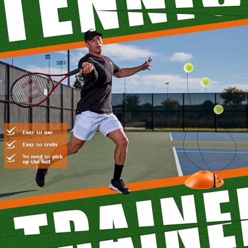 LPZMPZ Tennis Trainer Tennis Alleine Spielen Trainer Baseboard Set mit 3 Rebound Ball, Tennis Übungsgerät, Autodidaktische Tennis-Trainer Set, für Spieler Anfänger