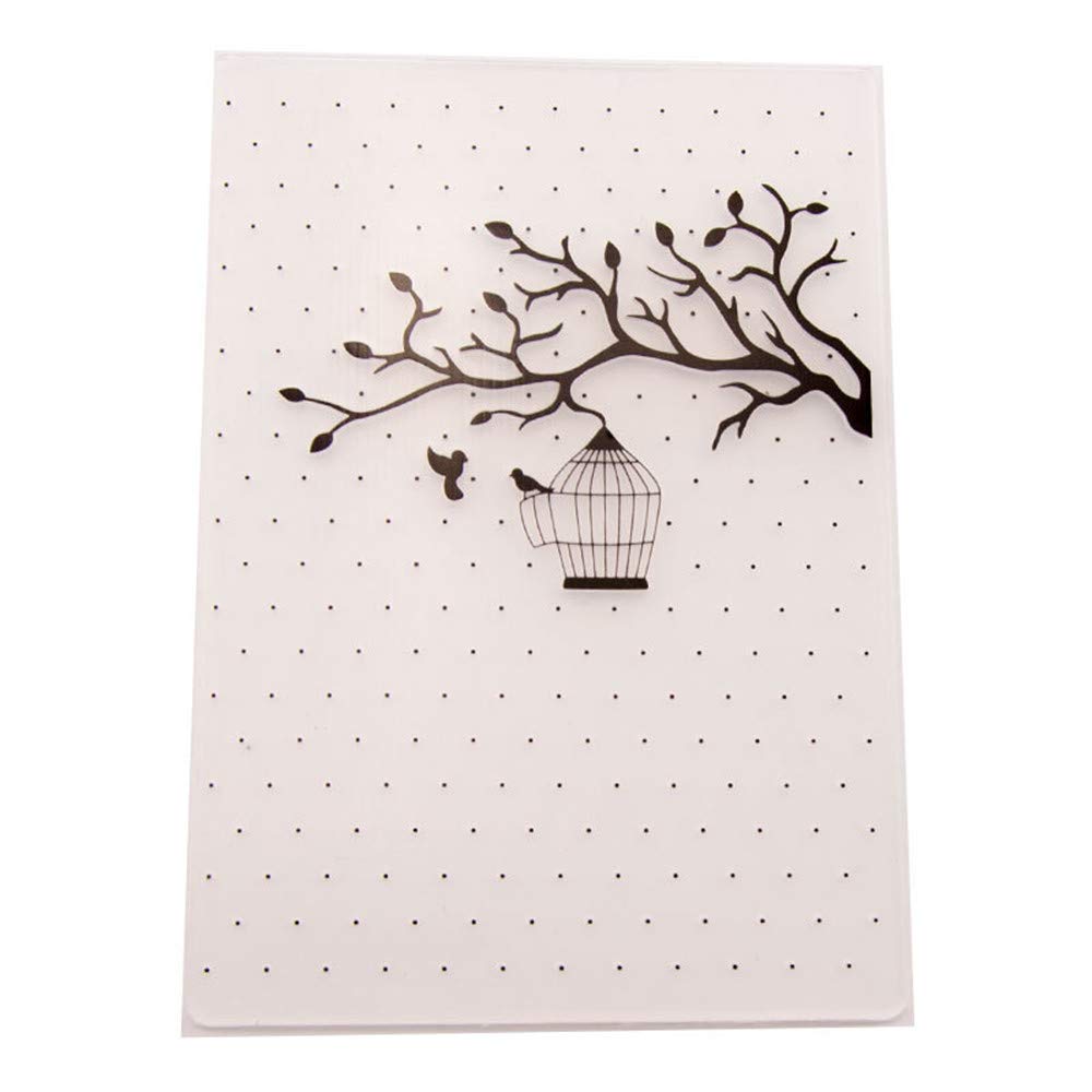 Uteruik Pochoir de gaufrage – Motif cage à oiseaux en plastique pour cadeau, scrapbooking, album photo, cartes, décoration (#A