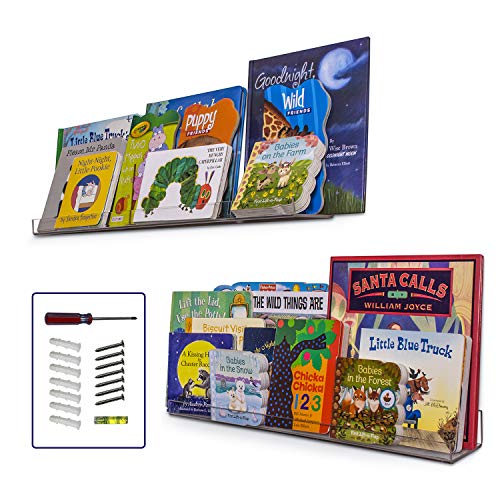 Dwelling With Pride DWP-011 Acrylic Shelf 24 Inch (2Pack) - Acrylic Bookshelf For Toys & Books - Spice Rack & Floating Display - Acrylic Floating Shelves cover