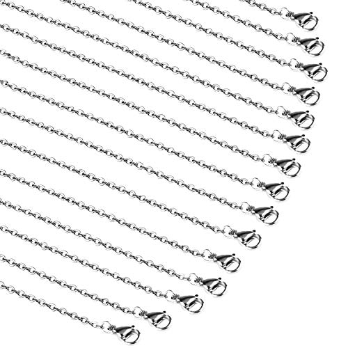 Soqal 50pcs Dark Silver Chain Necklace Bulk Stainless Steel Chain for Jewelry Making (18 Inches)
