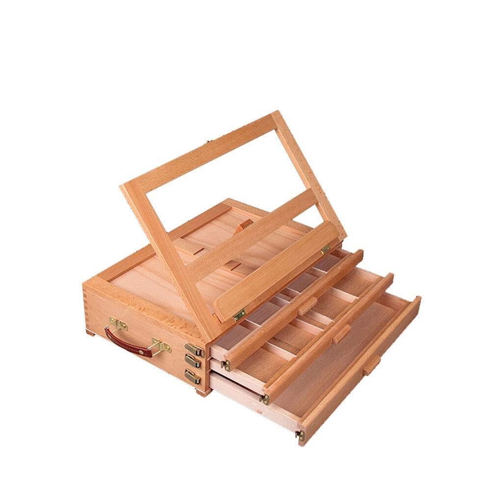 MYUYEE Beech Wood Tabletop Artist Easel With Three-Layer Storage – Adjustable Height And Angle For Kids, Beginners, And Professionals – Lightweight And Foldable For Painting, Drawing, And Sketching