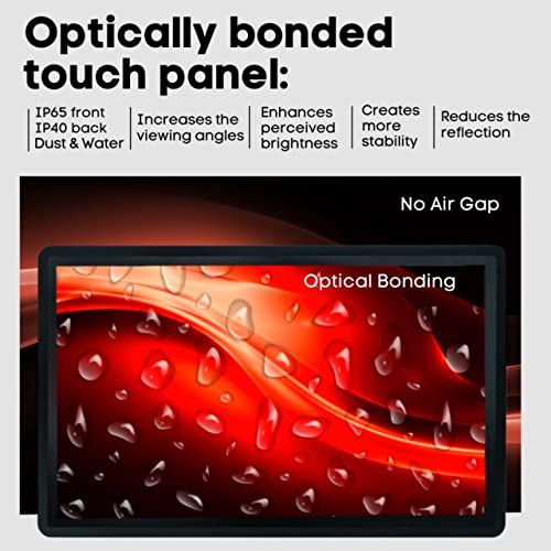 Image of 13.3 inch Capacitive Embedded All-in-one Computers - Great for POS System, Home Automation, Manufacturing, Food Prep and Digital Signage. Fanless Mini PC with HDMI, Display Port, USB, Ethernet.