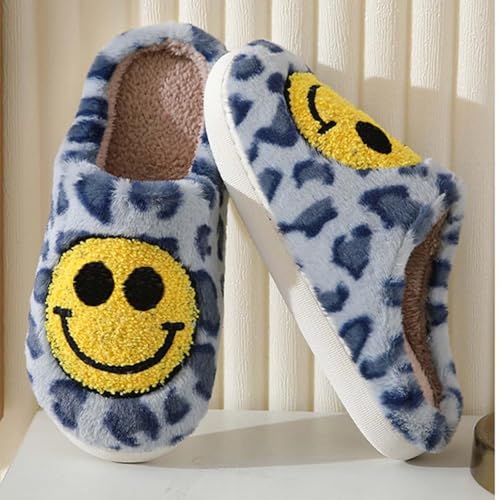 Eohsnem Smiley Face Slippers for Women Men, Retro Plush House Slippers Soft Cozy Memory Foam Slip-on Slippers for Indoor Outdoor3