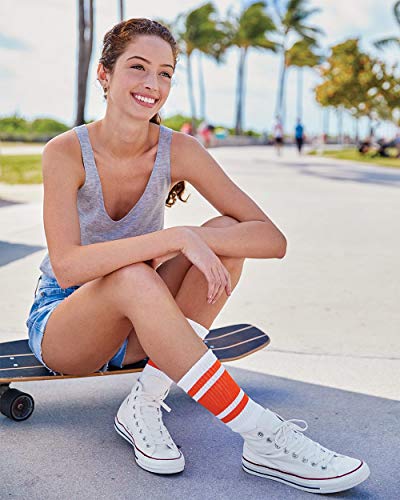 USA-Made Striped Crew Socks S/M White/Rasta2