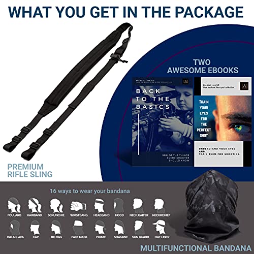 2 Point Rifle Sling Reliable And Versatile. Rifle Strap W/ Excellent Functionality. Almost Indestructible Gun Strap. Two Point Shotgun Sling W/ Combat And Hunting Applications + Bandana And 2 Ebooks #TOP1