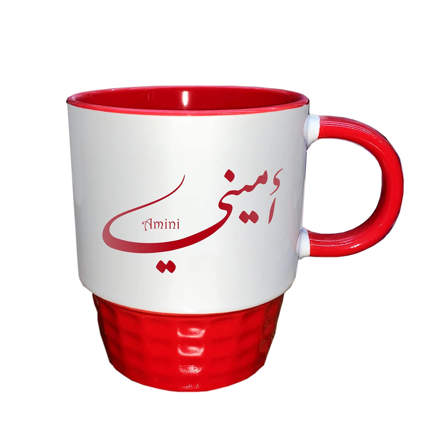 MGT - Arabic Calligraphy Name Amini Red Half Tone Mug - HTR-MGT-047