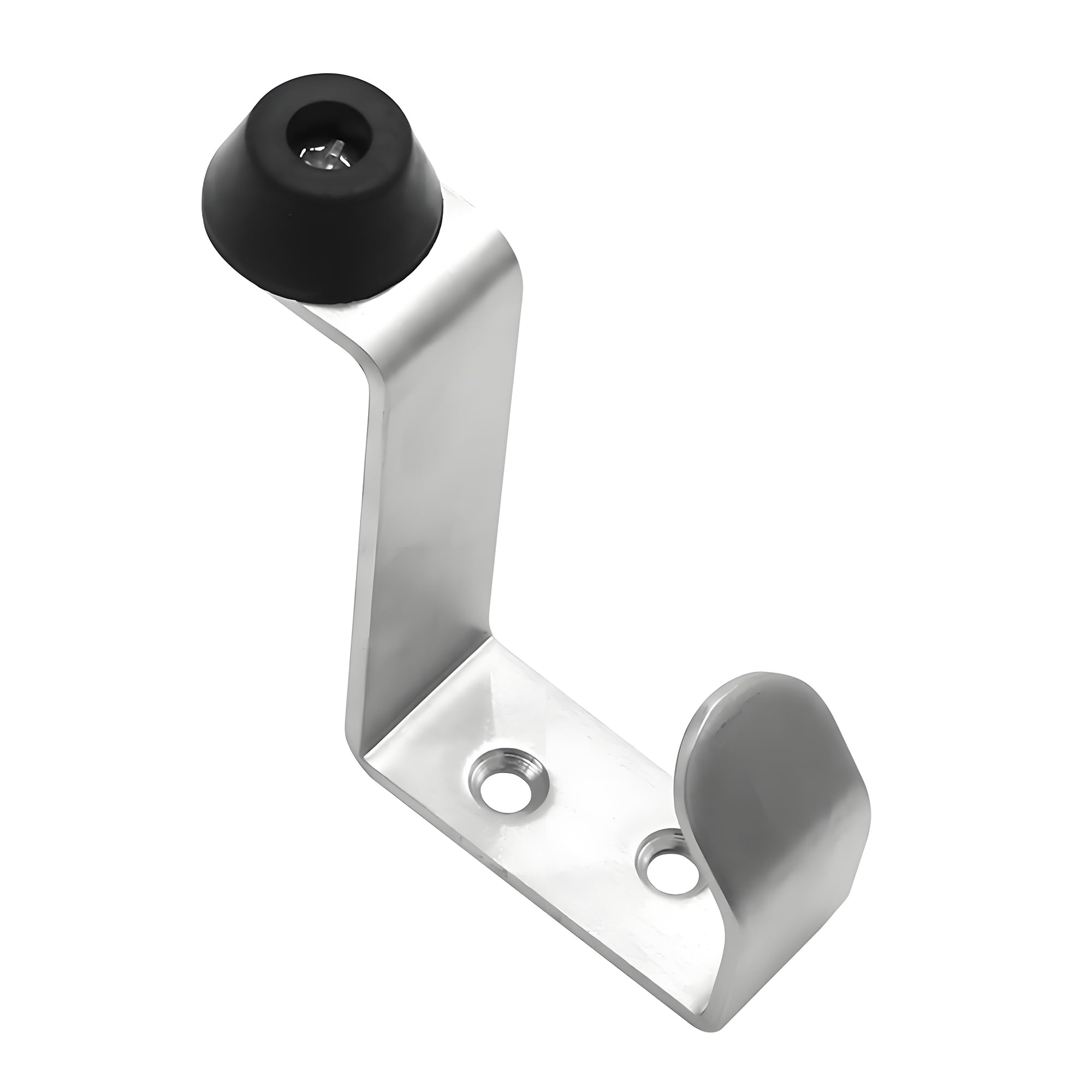 GEFONG Stainless Steel Door Stoppers with Coat Hooks Depth 76 mm Bag Hangers for Office and DIY Wall Protector Shower Towel Hook Door Bumper Rubber Stopper Silver Pack of 4 Pcs - Image 2
