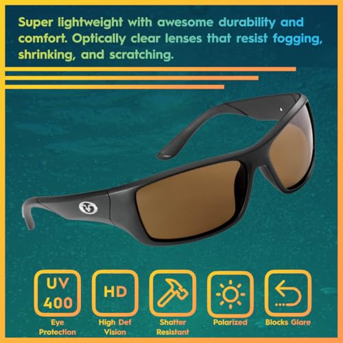 Flying Fisherman Triton Readers Polarized Rectangular Sunglasses, Black Frames/Amber Lenses, Large2