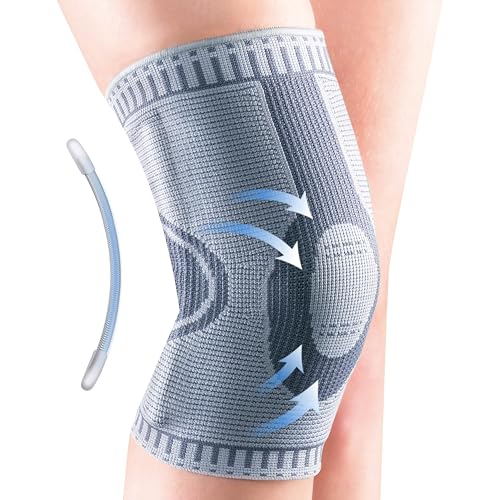 OPPO 2924 ACCUTEX Knee Brace Compression Sleeve with Stays - Knee Support for Meniscus Tear, Running, Muscle Strain, Knee Sprain, Joint Pain Relief - for Men and Women (Gray, Small)