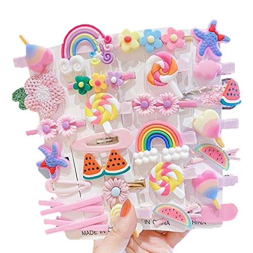 28 PCS Toddler Girls Hair Accessories, Baby Hair Clips, Hair Pin, Barrettes for Girls,Kids Hair Clips for Styling, Rainbow Flower Candy Fruits Butterfly Set Cute Hair Clips for Girls