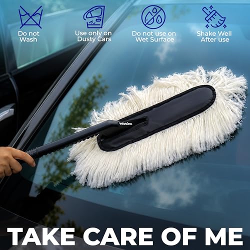 Image of Woscher Car Duster - Lint-Free & Scratch-Free Car Cleaning Brush with Long Handle | Premium Dust Cleaner for Car Exterior | Easy & Effortless Cleaning