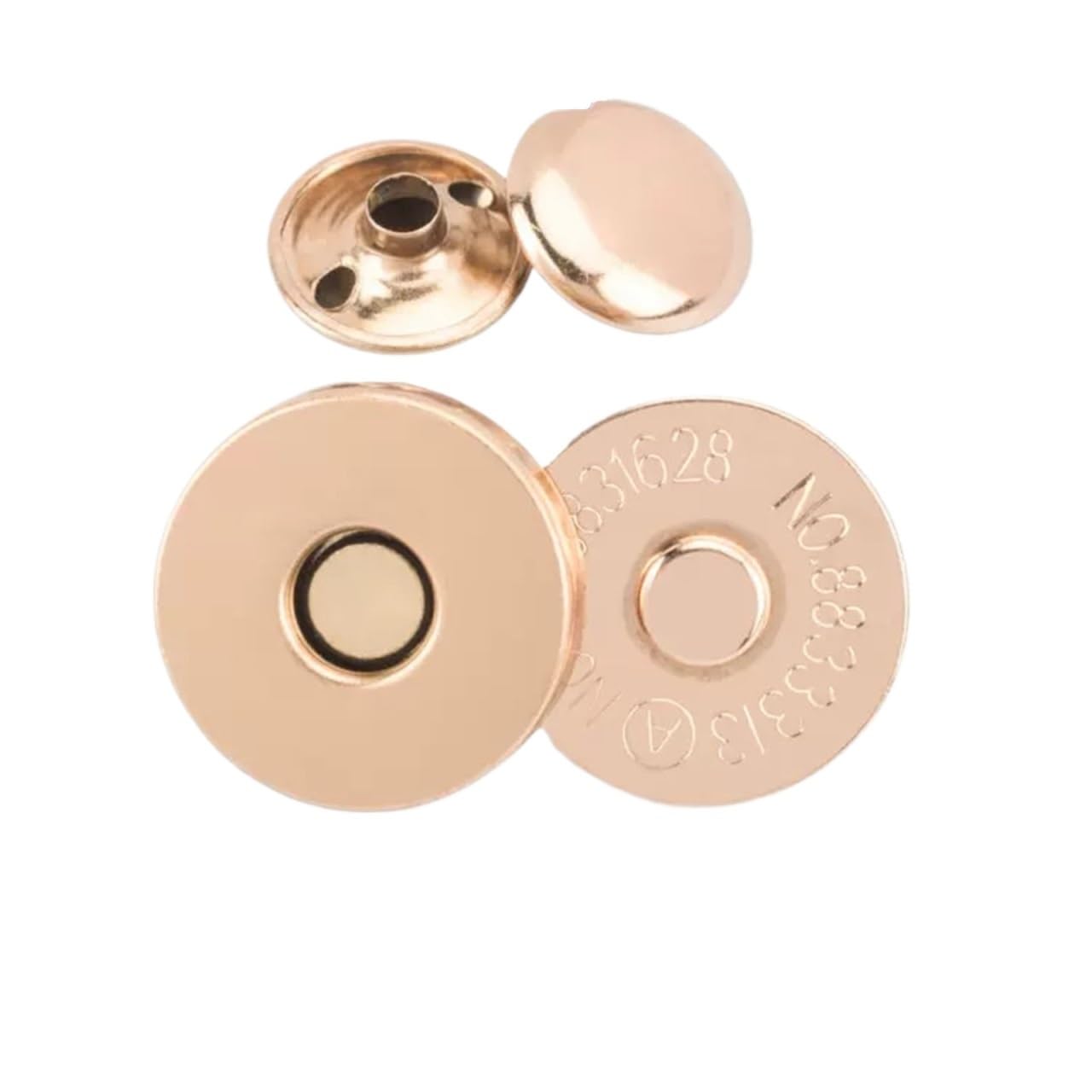 Magnetic Press Studs 10 Sets Metal Double Rivet Magnetic Clasps Buttons Fastener Bag Press Handbag Clothes DIY 14/18mm(Thick Gold,18mm)