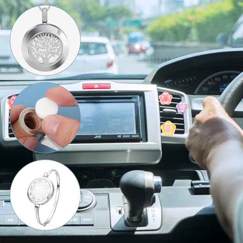 Image of JJUNW 50 Pcs Car Air Vent Clip Replacement Pads, Car Air Freshener Refill Diffuser, Refillable Drift Car Vent Clips Essential Oil Car Freshener for Refill Felt Pads Essential Oil Diffuser Cotton Pads