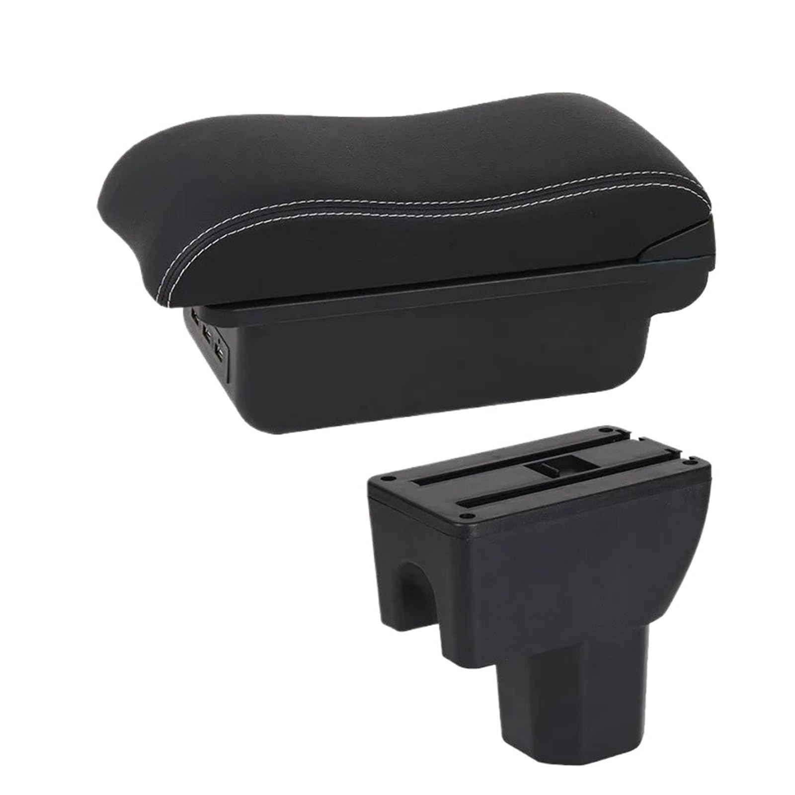 Hguvsjd Armrest Box For Suzuki For IGNIS Armrest Retrofit Parts Interior Details Storage Box Accessories USB Car Armrests(B Black white 3USB)