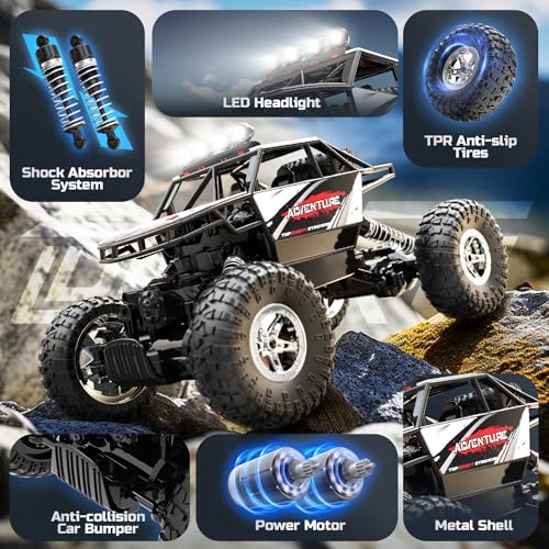 Deerc DE455 De45 Rc Cars Remote Control Car 1:14 Off Road Monster Truck,Metal Shell 4Wd Dual Motors Led Headlight Rock Crawler,2.4Ghz All Terrain Hobby Truck thumb #2