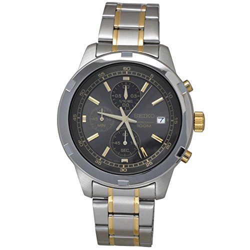 Seiko Chronograph Grey Dial Two-tone Mens Watch SKS425