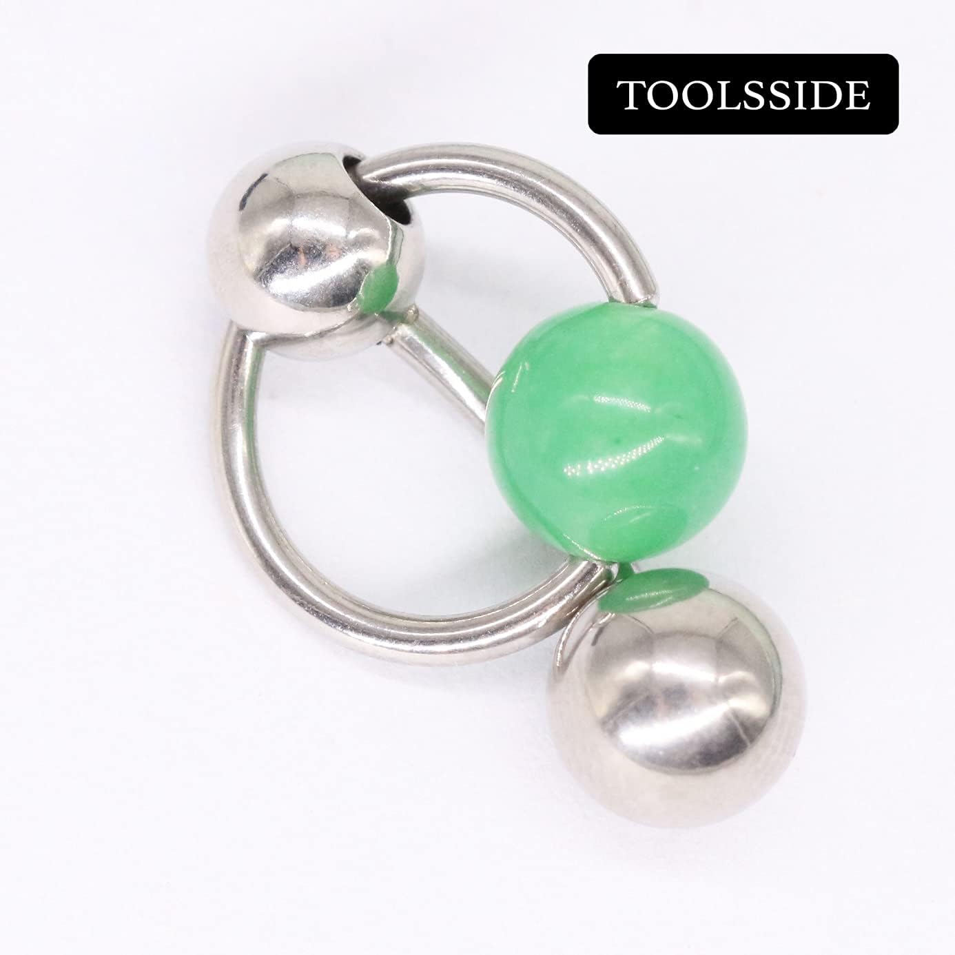 TOOLSSIDE VCH Piercing Jewelry with Calming Stone Chinese Jade Stainless Steel Belly Button Ring Navel Piercing Jewelry Belly Rings for Women 14G Belly Button Piercing - Image 5