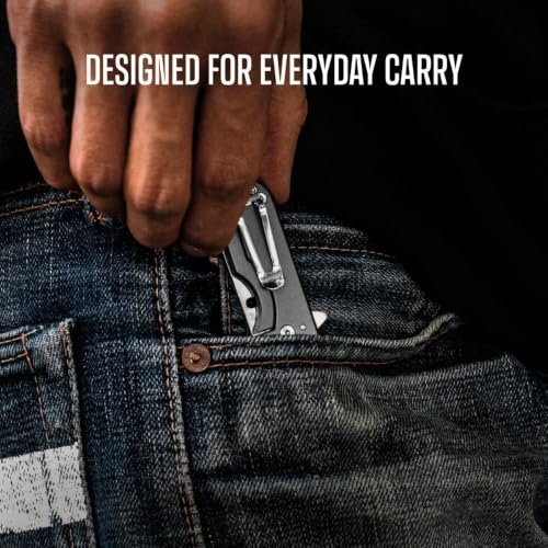Image of WESN Microblade Premium Folding Pocket Knife - 1.5 inch D2 Steel Blade, Compact EDC Knife with G10 Handle, Manual Thumb Stud, Deep Carry Clip - Lightweight Everyday Carry (Titanium) (Titanium)
