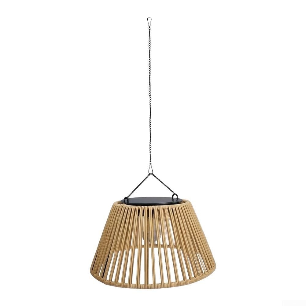 Lanterna a sospensione solare in rattan intrecciato, 30 cm, LED caldo