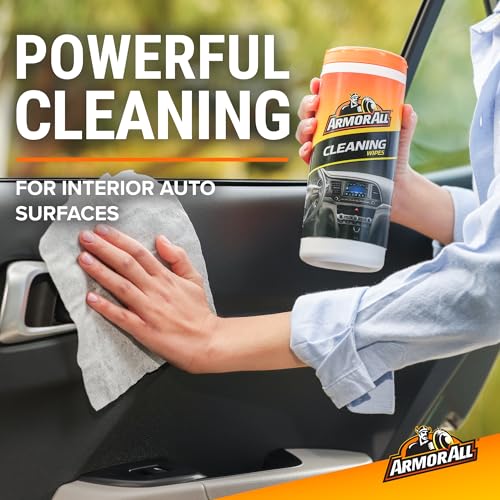 Image of Armor All Interior Car Cleaning Wipes, 25 Count Canister, Powerful Cleaning for Dashboards, Vinyl, Clear Plastics, Carpet and Fabric