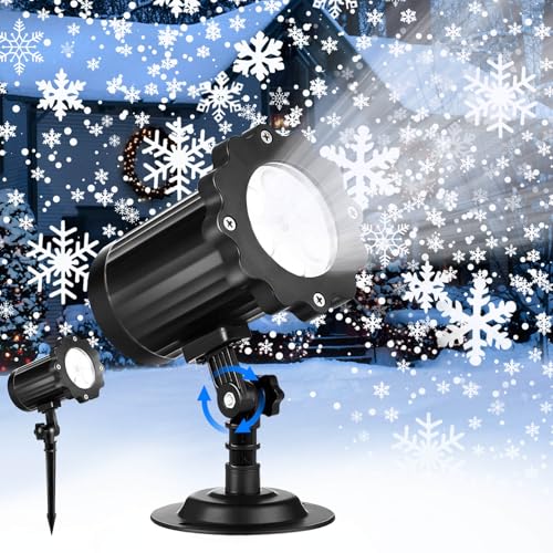 KOXUIUF 2024 New Christmas Projector Lights Outdoor, Waterproof & Adjustable LED Christmas Snowflake Projector Lights Indoor for Halloween, Christmas, Home Birthday Party and Garden Decoration