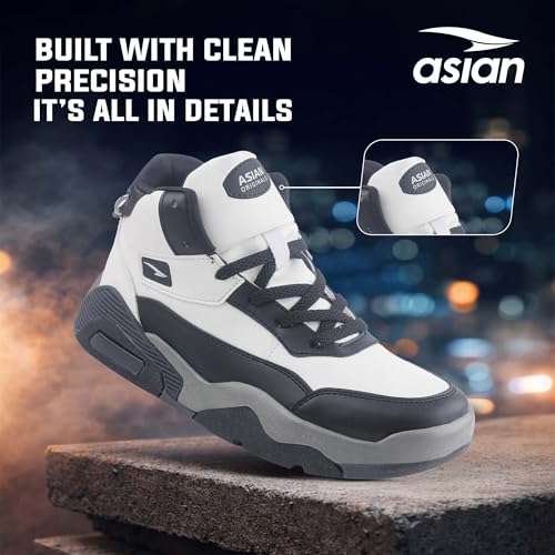 Image of ASIAN Basket-14 Men's Sporty Mid-Top Sneakers with Memory Foam Cushioning | Durable Grip Sole and Athletic Design for Basketball and Casual Wear