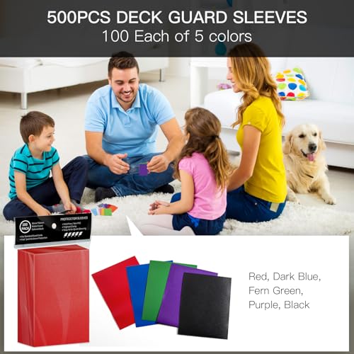 500 Count Card Sleeves for Trading Cards, Matte Deck Guard Card Sleeves, Card Protectors Sleeves for MTG, Baseball/Sports Cards, Yugioh Card, Game Card (5 Colors)